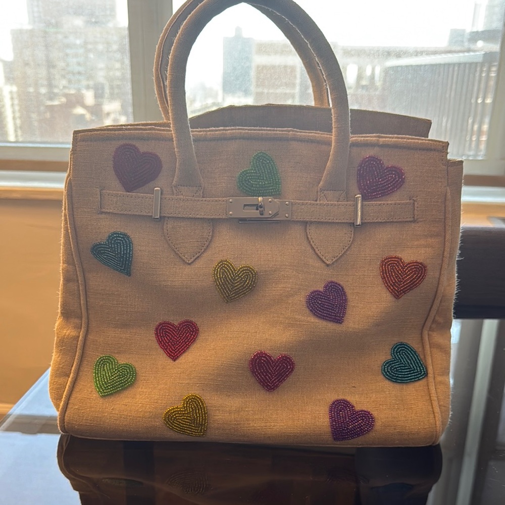Colorful Heart Embellished Tote Bag
